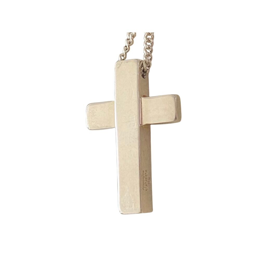 Gucci Sterling Silver Cross Pendant Necklace